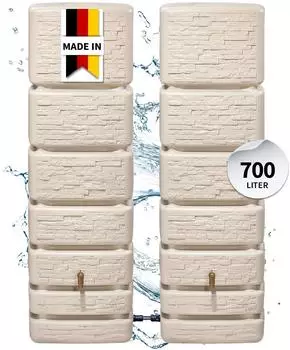 Graf 4rain Wandtank SLIM STONE DECOR SET 700 Liter sandbeige 2x 350L inkl. Verbinder (4023122314325)