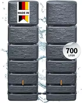 4rain Wandtank Slim Stone Decor Set 700 Liter graphite grey 2x 350L + Verbinder (4023122314318)