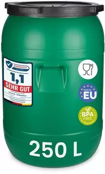 Garronda Weithalsfass 250L HDPE BPA-frei mit Deckel, Grün (GD-0142)