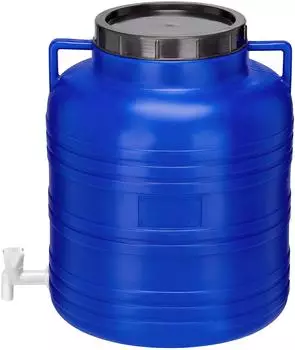 Garronda Weithalsfass mit Hahn und Deckel, BPA-frei, 60L, Blau (GD-0090)