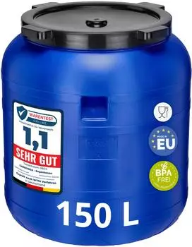 Garronda Weithalsfass 150L BPA-frei mit Deckel, blau (GD-0093)