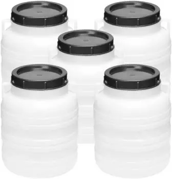 Garronda Weithalsfass 5er-Set 10L BPA-frei mit Deckel, weiß (GD-STE-Barrel-B10-5B-White-10)