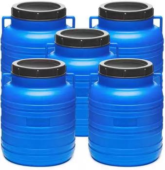 Garronda Weithalsfass-Set 5x10L BPA-frei, blau (GD-STE-Barrel-B10-5B-Blue-10)