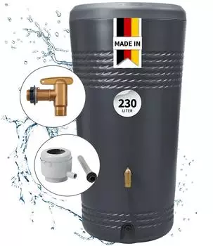 4rain MILO Regentonne Komplett-Set 230l graphite grey