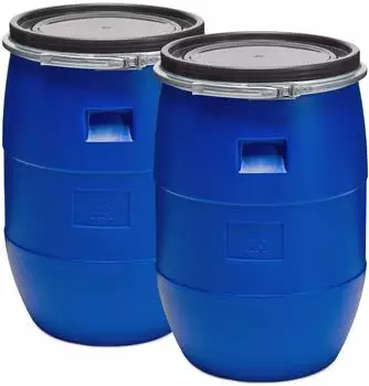 Garronda Deckelfass Weithalsfass 2x 60l HDPE, blau (GD-STE-Barrel-B60C-Blue-60-2B)