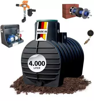 4rain Erdtank-Paket Mono Haus-Premium 4000 Liter