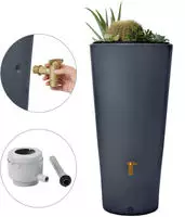 4rain - Vaso 2in1 Regenspeicher 220 Liter Graphite Grey Inkl. Kunststoff-auslaufhahn