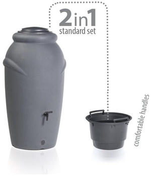 Prosperplast Regentonne anthrazit 210 Liter inkl.Wasserhahn Set