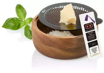 AdHoc GG33 Feinreibe CutnServe mit Auffangbeh&auml;lter Edelstahl & Akazienholz