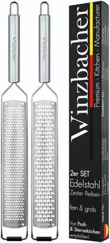 OEM Edelstahl-Reibe 2er-Set scharf mit Schutzkappe und Bürste