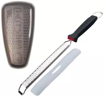 Fackelmann Duo aus Zestenreibe und Parmesanreibe – – Edelstahl – 42 und 19 cm