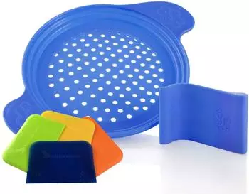 Muxel Sp&auml;tzlereibe mit Spezialschaber und 4 Teigkarten, Blau (4260484480286)