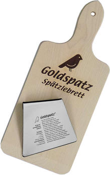 Goldspatz Spätzlebrett Edelstahl-Schaber mii Rezept eingraviert