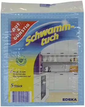Gut & G&uuml;nstig Sp&uuml;ltuch Schwammtuch, 5 St&uuml;ck, Mischgewebetuch, 18 x 20cm, farbig sortiert