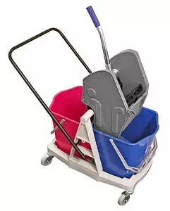 Nölle Reinigungswagen Double, 00189600, Doppelfahrwagen mit Presse, 2 x 15 Liter