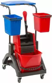 VERMOP Reinigungswagen Mistral Kompakt, Einfachfahrwagen mit Presse, 1 x 17 L, 2 x 6 L