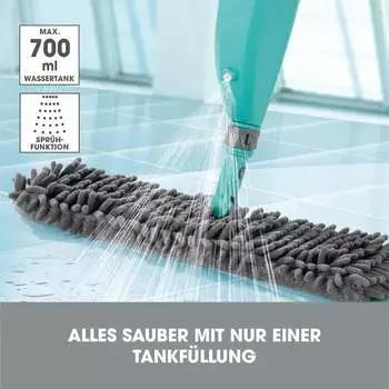 CLEANmaxx Spray-Mopp mit Wendefunktion - 700ml Tank - türkis – Flexible Reinigung durch innovative Wendefunktion