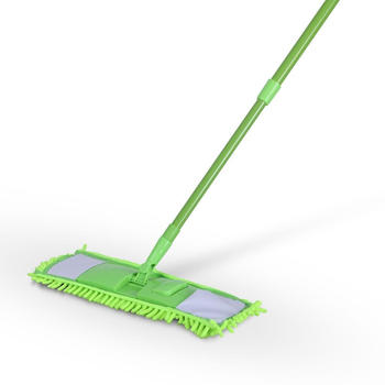 Bestlivings Bodenwischer Set ( Grün ) mit Chenille Bezug - Wischmopp mit Fußklick 360 Grad Gelenk für alle Ecken - Komfort Bodenreiniger Flachmopp Wischmopp