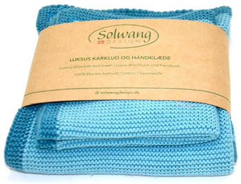 Solwang FRAME AZUR BLAU 2er Set Wischtuch und Handtuch Baumwolle