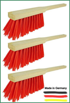 Novaliv 3x Handfeger mit langem Stiel I 45 cm I Elaston I Schneebesen Holz Schnee Feger Kehrwisch dust brush