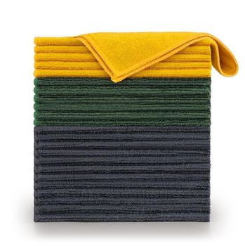 Blumtal 24er Set Mikrofasert&uuml;cher, Geschirrt&uuml;cher - Autopflege, Poliertuch, Geschirrhandt&uuml;cher, 30x40 cm, 12x Anthrazit, 6X Gelbd, 6X Dark Green