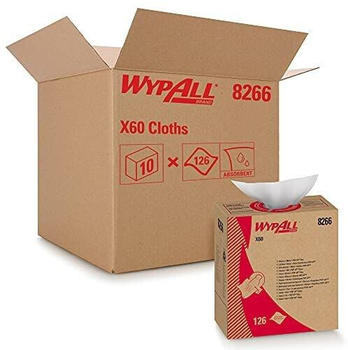 Kimberly-Clark Wischtuch WYPALL X60 Zupfbox Weiß 1 Lagig, I Faltung, HYDROKNIT, 10 Boxen x 126 Tücher