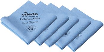 Vileda Microfasertuch PURmicro Active 38 x 35cm blau PUR beschichtet, leistungsstark & gute Flüssigkeitsaufnahme