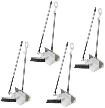 Novaliv 4x Standkehrgarnitur \"Combi\" aus hochwertigem Metall (120 cm lang) - ergonomisches Design Kehrbesen mit Schaufel Kehrschaufel mit langem Stiel