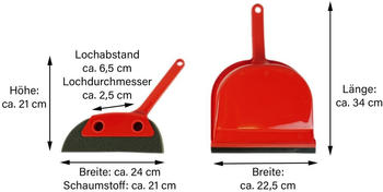 Novaliv Schaumstoffkehrgarnitur I rot I Schaufel und Besen I Schaumstoffhandfeger Hand Brush Handkehrer Handkehrset dust pan