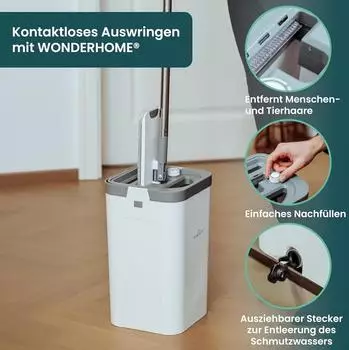 WONDERHOME Bodenwischer Set mit Eimer trennt