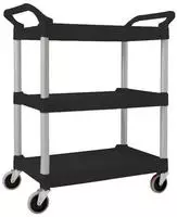 Tischwagen 3Ladefl&auml;. L560xB450mm schwarz/alu Trgf.90kg Holme Alu/Ladefl&auml;chen PP