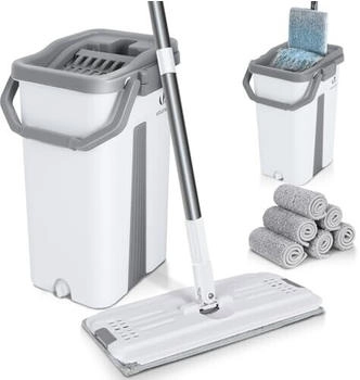 Vounot Bodenwischer Wischmopp Set mit Eimer wei&szlig;