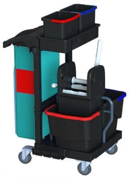 Arcora ECOBLACK 100 Reinigungswagen aus 97% Rezyklat EB100RC , Ma&szlig;e (L x B x H): 75 x 68 x 114 cm