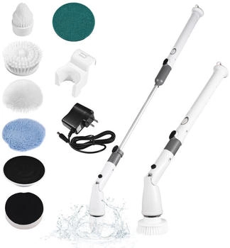 Andoer 7 IN 1 Elektrische Reinigungsb&uuml;rste Spin Scrubber schnurlos mopSet mit 112cm (Wei&szlig;)