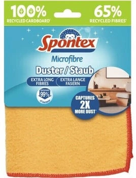 Spontex Microfibre Staubtuch, 12 Stück, weiche Mikrofasertücher mit Recyclingfasern, wiederverwendbar, gelb, 12 x 1 Stück