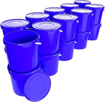 FixedByU Eimer mit Deckel 10 L | Vorratseimer | Lebensmittelecht Blau | PP | 20 Stück