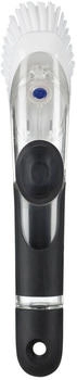 OXO Sp&uuml;lb&uuml;rste Good Grips mit Sp&uuml;lmittelspender, Tellerb&uuml;rste, aus Kunststoff, L&auml;nge: 23cm, schwarz