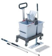 Vileda Professional Reinigungswagen UltraSpeed Pro, Ready-to-Go,Doppelfahrwagen mit Presse,1x25L,1x10L