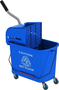HomCom Putzwagen Fahreimer Putzeimer 20 Liter Wischwagen mit Presse 2 Kammern Blau