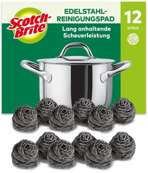 Scotch Brite Stainless Steel Scourer, 12 Pieces - Rust Resistant Spiral Metal Scourer, Powerful and Effective Clean Scrubbing pad