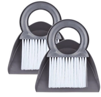 Relaxdays Tischkehrset 2er Set Kehrblech Tischhandfeger Handbesen Handfeger Mini Kehrset
