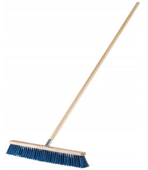 Kadax Straßenbesen mit langem Stiel aus Holz und Nylon, Kehrbesen, Blau, 60 cm