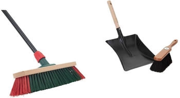 Novaliv Straßenbesen mit Stiel Gartenbesen Kehrgarnitur Rosshaar Besen Kehrblech (1, Gartenbesen + Kehrschaufel Set Rosshaar)