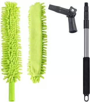 Maximex Staubwedel Teleskop-Staubschwert mit Knickgelenk, magnetisch anziehender Staubwischer, ultraflach, 2-Seiten Bezug