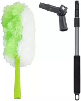 Maximex Staubwedel 2in1, Staubwischer mit Teleskopstiel und Knickgelenk, antistatisch