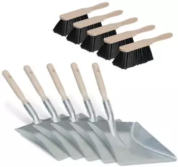 BRB Kehrgarnitur 5x Handfeger Rosshaar & Kehrschaufel Stahlblech (74671)