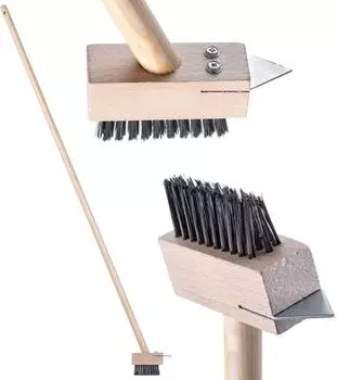Kadax Pflasterbesen mit Kratzleiste, langer Holzstiel (K3478)