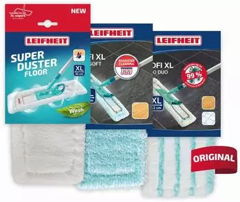 Leifheit Profi XL Wischbezug-Set, 3er-Pack, Trocken- & Nassreinigung (55389)