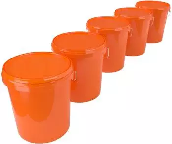 FixedByU Eimer mit Deckel 16L, lebensmittelecht, orange, 5er-Set (20040470-V-45)