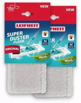 Leifheit SUPERDUSTER Floor M Staubbezug waschbar, 2er-Set (55387)